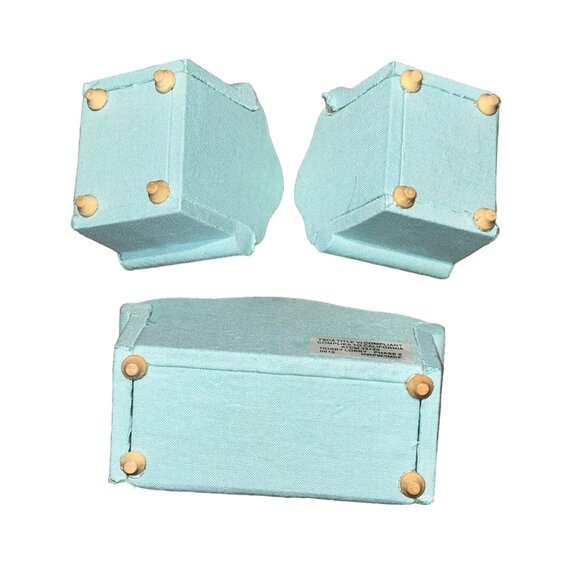 Miniature Dollhouse 1:12 Sofa & Armchairs Set Aqua Blue Fabric Wooden Peg Legs 3 - Picture 2 of 2